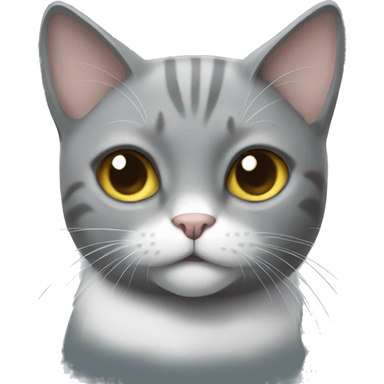 Grey cat with white chest emoji