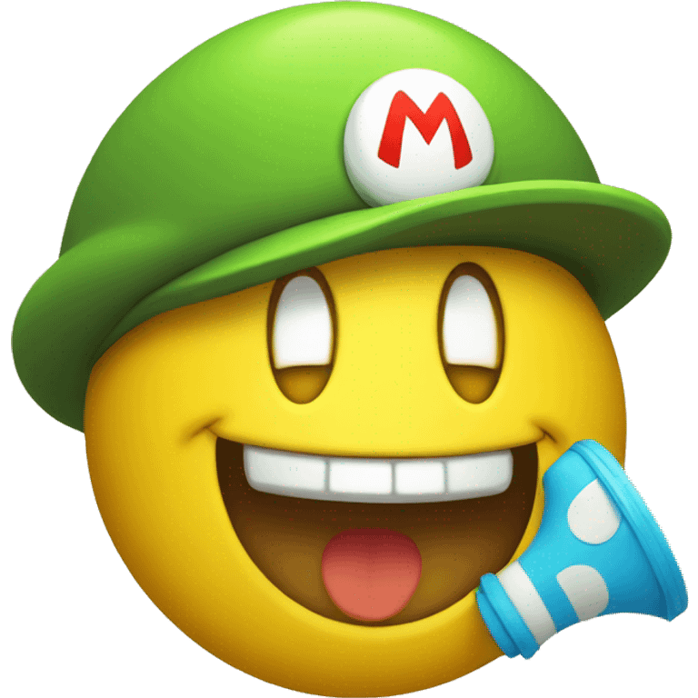 yellow happy face emoji with super mario hat emoji