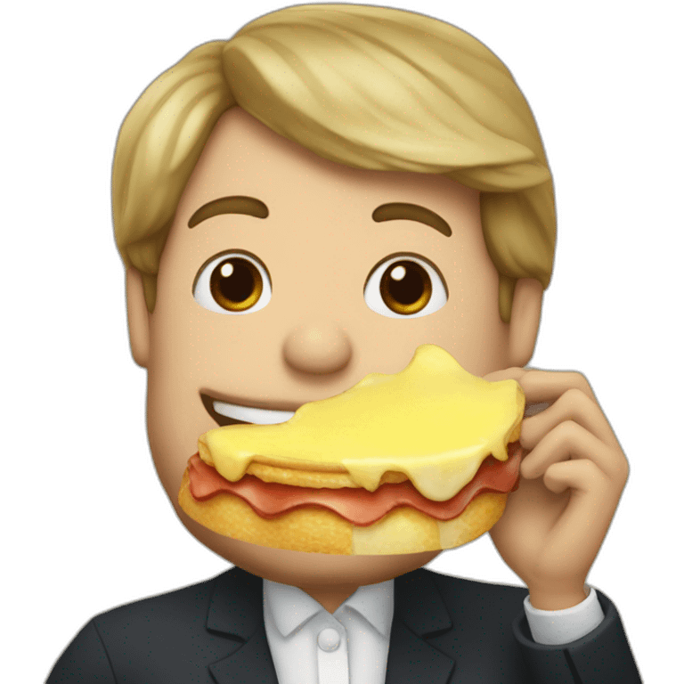 Macron eating raclette emoji