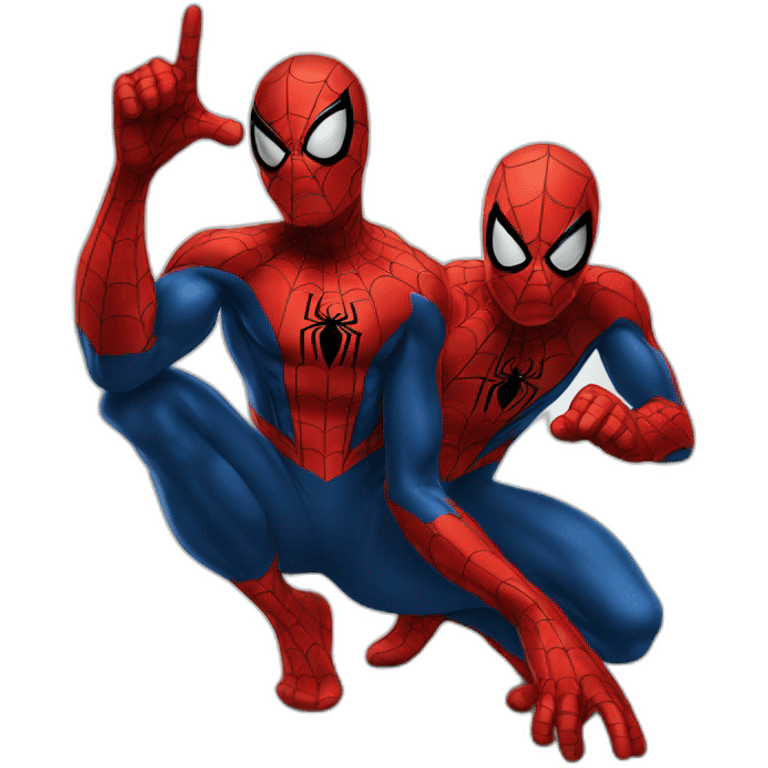 two spiderman pointing meme emoji