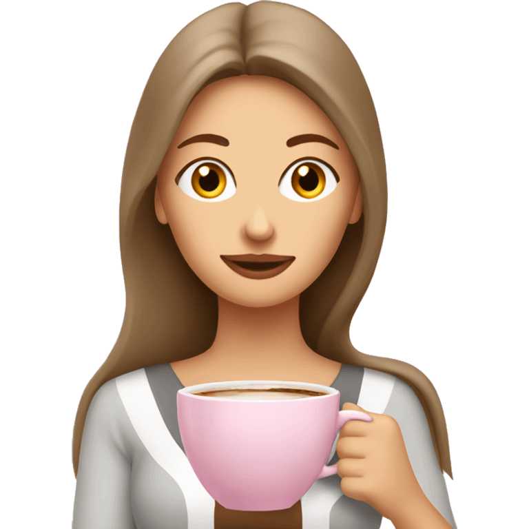 slavic Women drinking coffee in light pink cup emoji