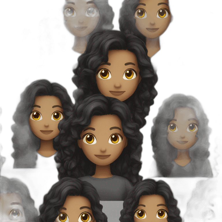 Girl with midlle long curly Black hair emoji