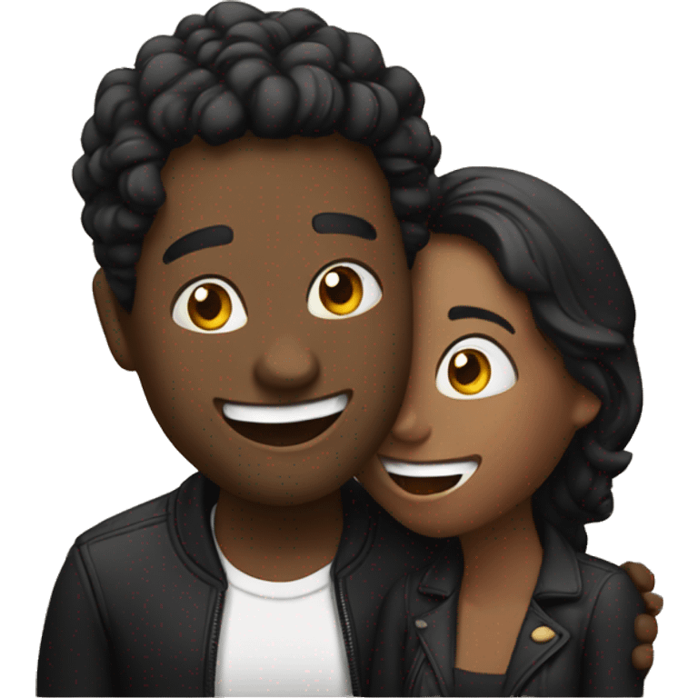 Couple wearing black and laughing together  emoji