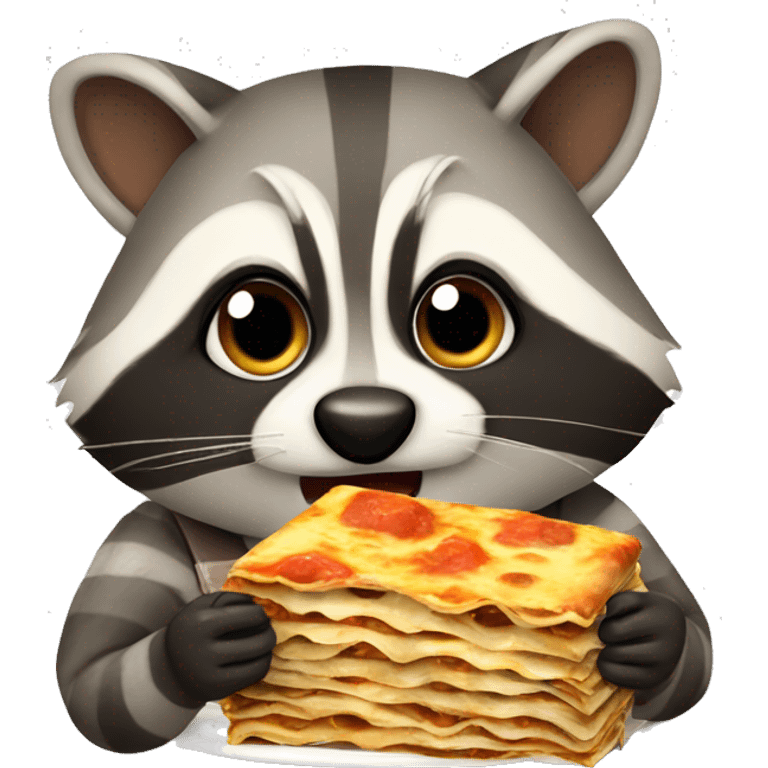 Raccoon eating lasagna  emoji