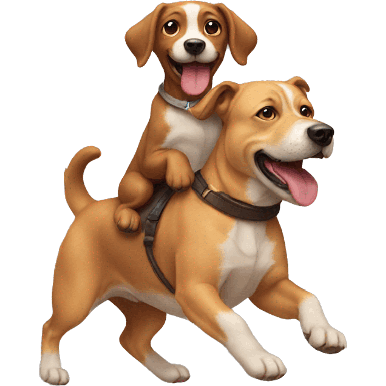 Dog riding another dog emoji