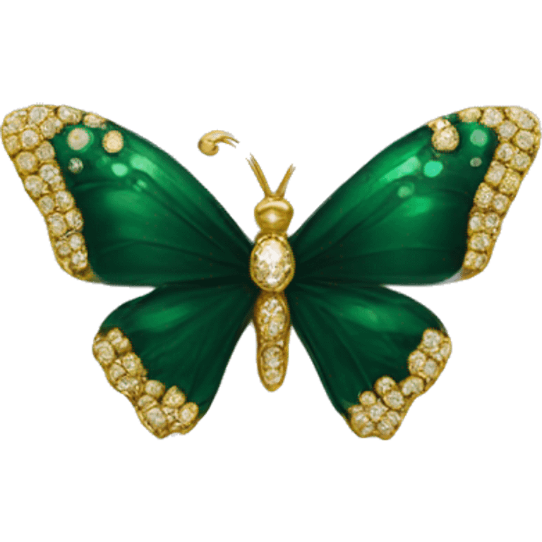 Dark green butterfly jewel with gold diamonds emoji