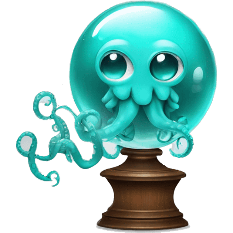 crystal ball with turquoise cute little octopus doctor emoji