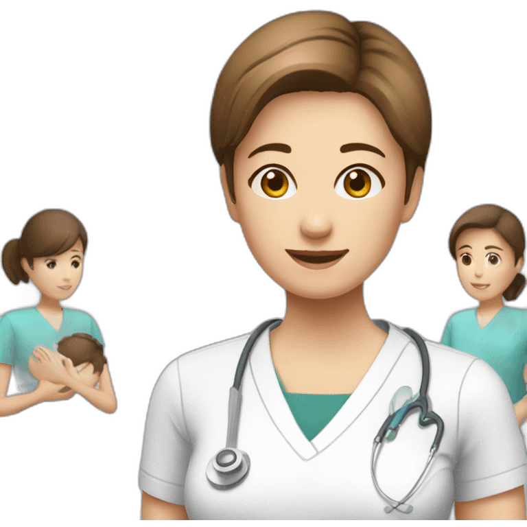 physiotherapist girl brown short hair with patients emoji