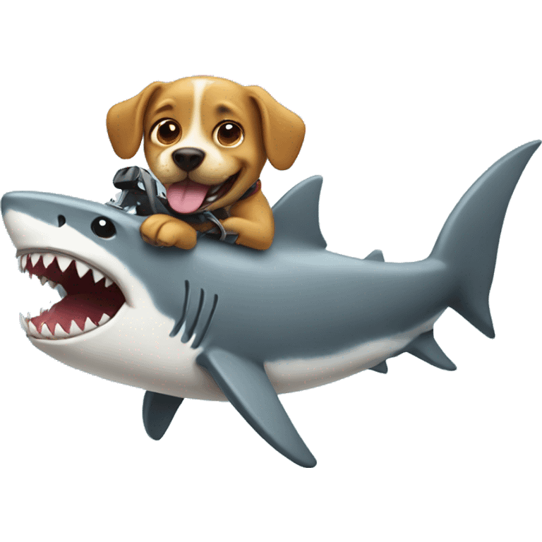 Dog riding shark emoji