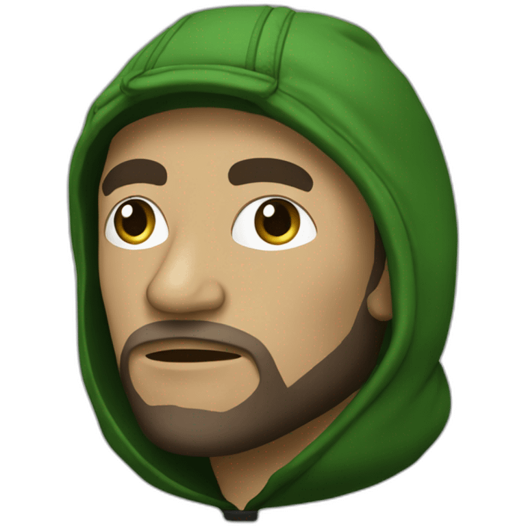 Rappeur kerchak avec cagoule noir et verte emoji