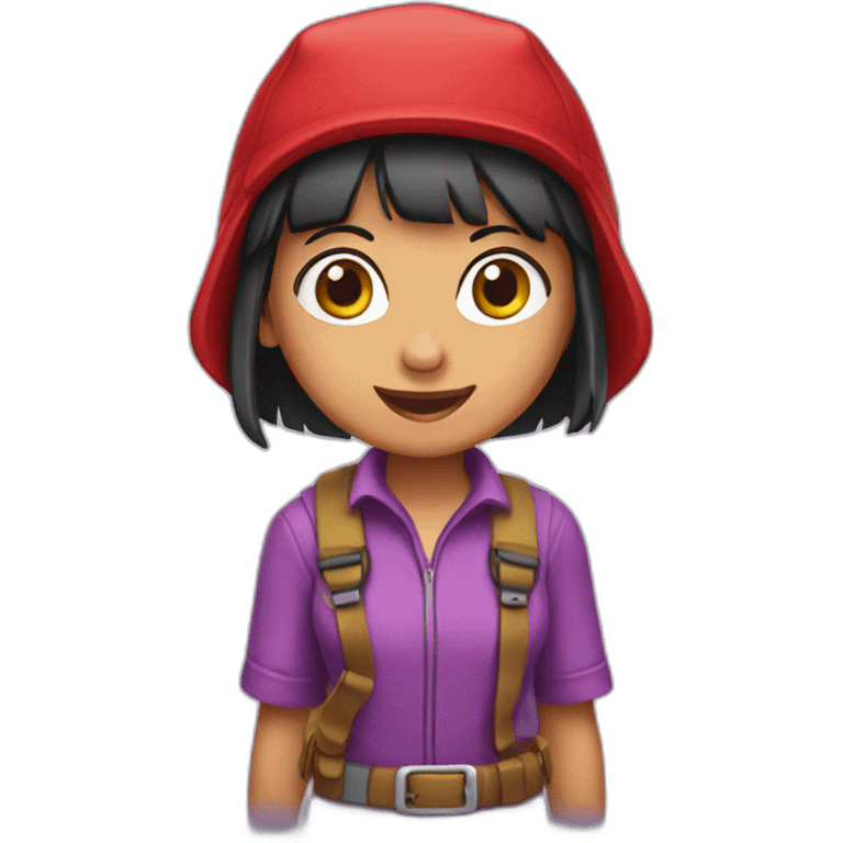 adventure dora using a red christmas hat emoji