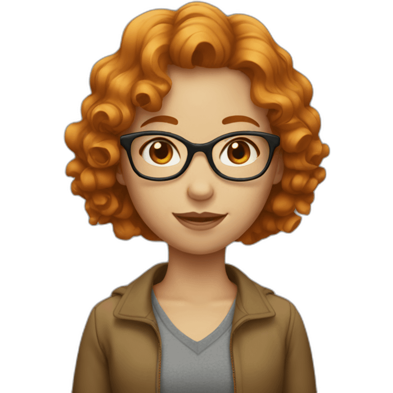 girl with short wavy ginger hair hair glasses emoji