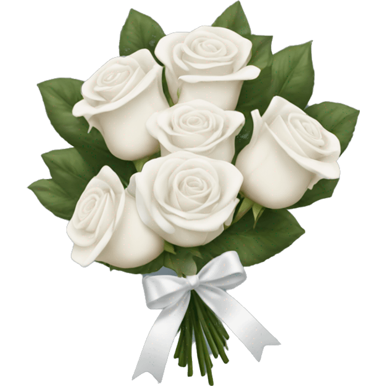 White rose bouquet with velvety ribbon emoji