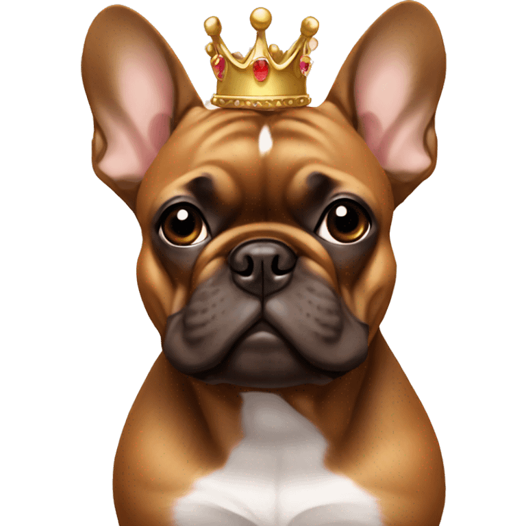 brown frenchie with  crown emoji