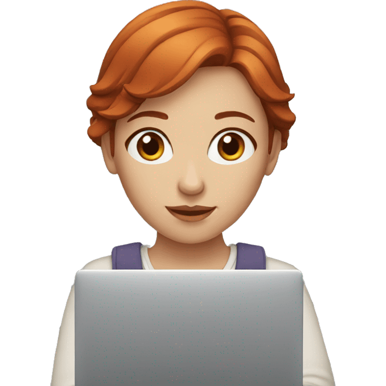 red haired women with brown eyes with laptop in hand emoji