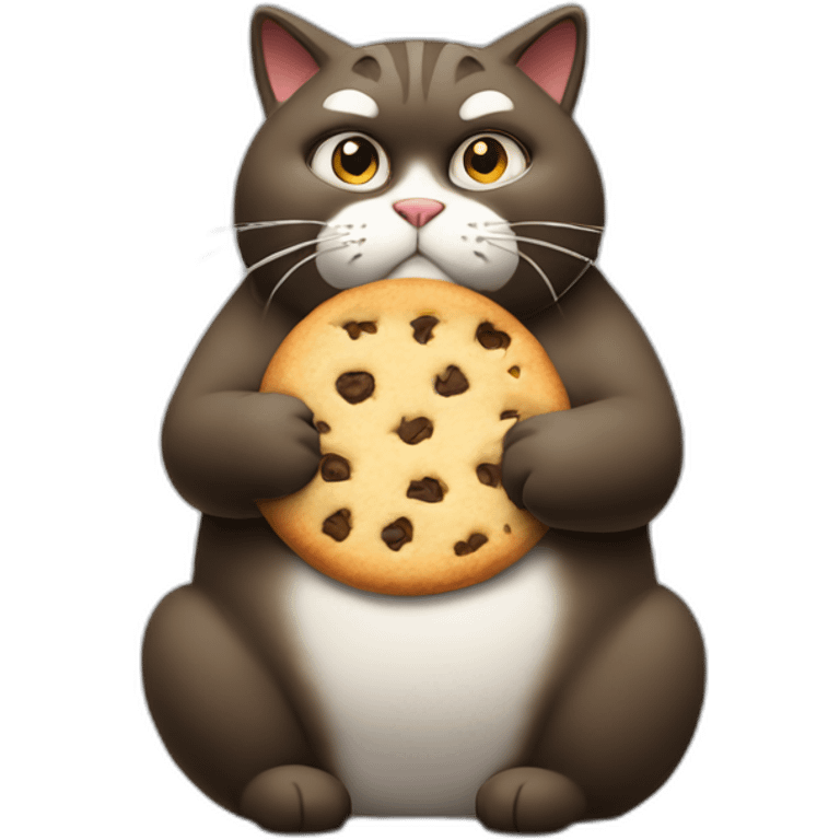 fat cat eating cookies looking busted emoji