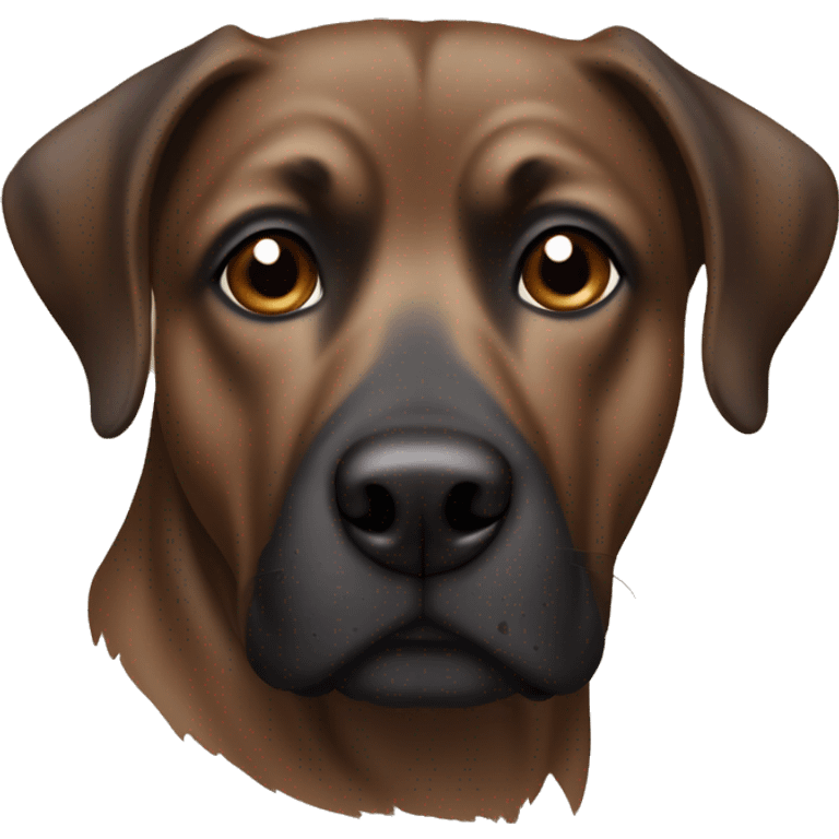 Brown brindle dog with black snout and bright brown eyes emoji