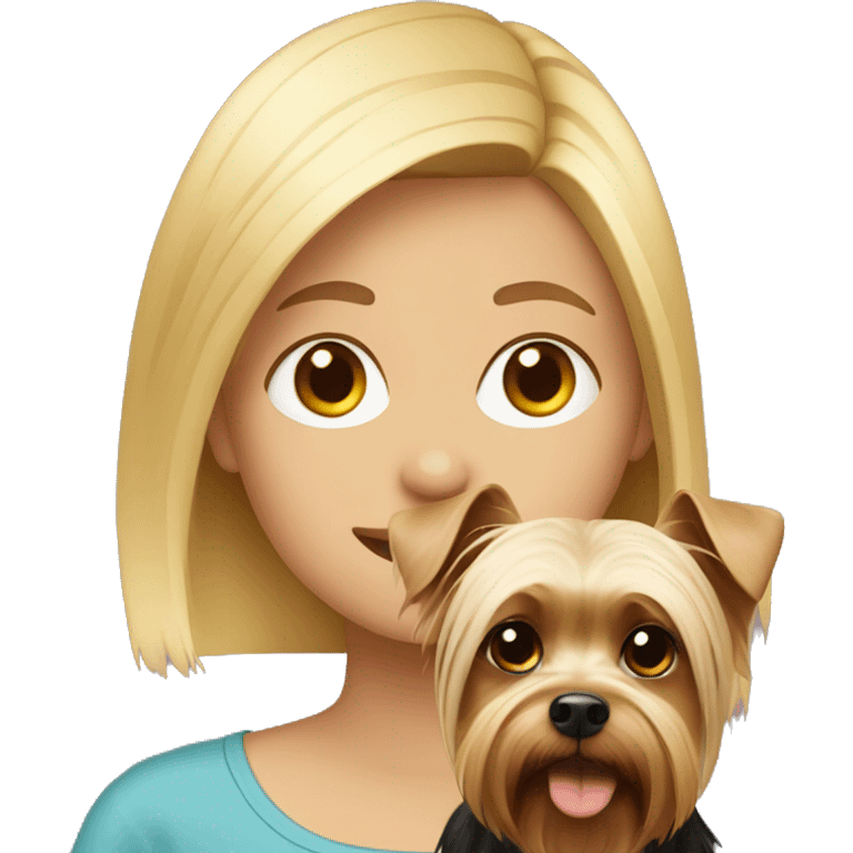 Blonde girl with a yorkshire terrier emoji