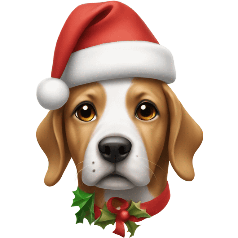 Dog wearing a Christmas hat emoji