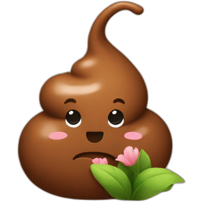 Cute poop with flower emoji