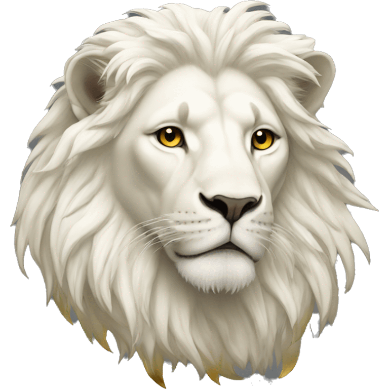 White lion with a gold crow emoji