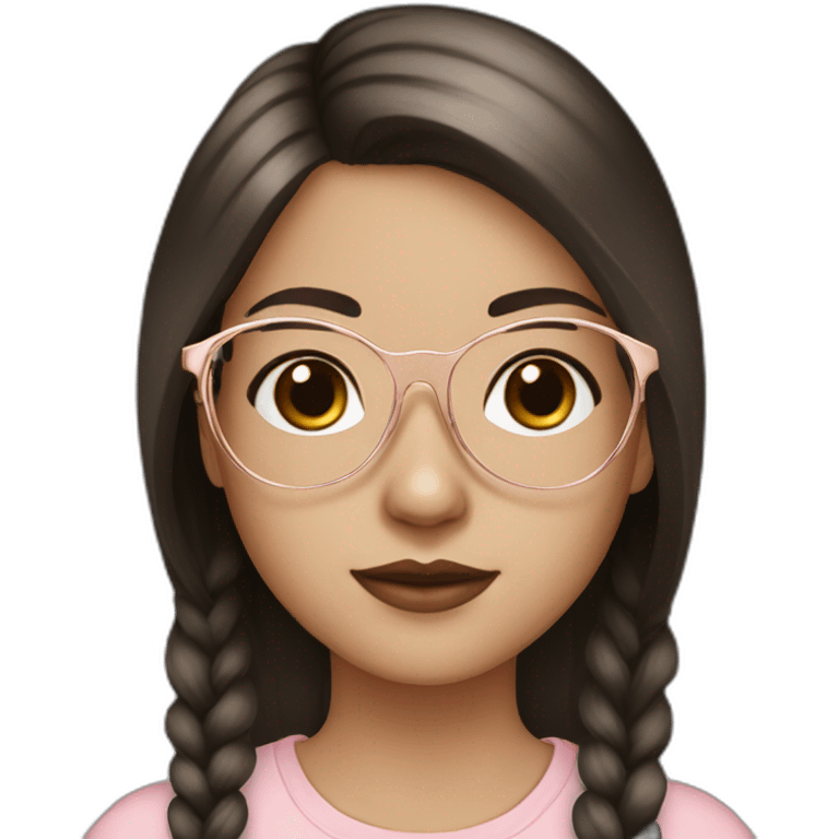 young white girl with rose gold glasses and black to brown straight hair emoji