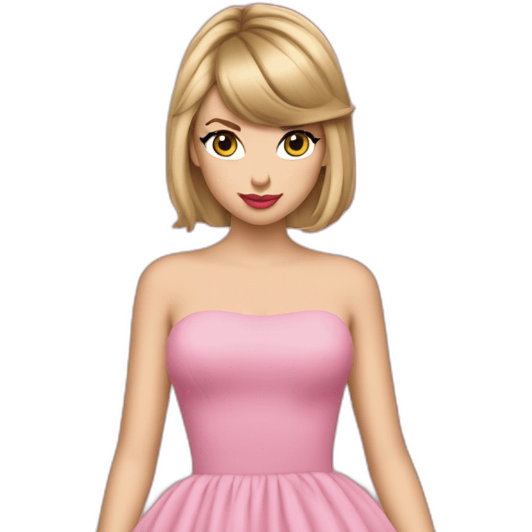 Taylor swift wering a pink dresse  emoji