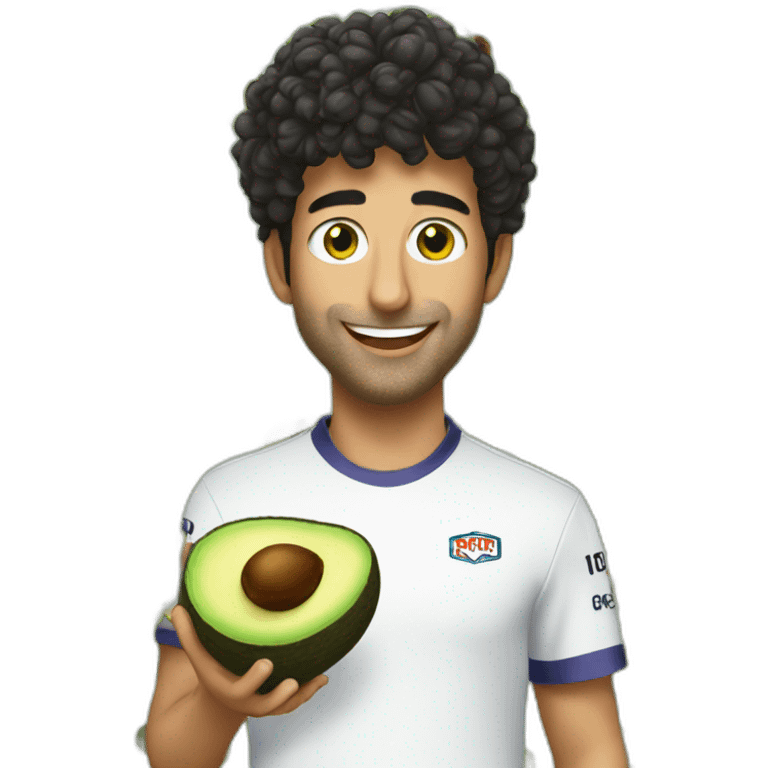 Daniel Ricciardo eating an avocado emoji