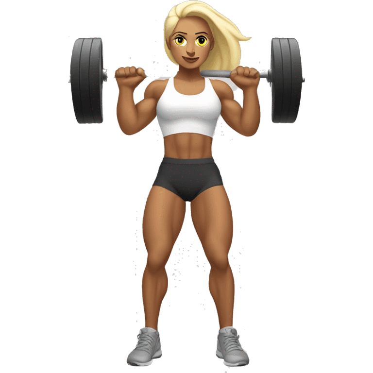 female white bodybuilder lifting weights emoji