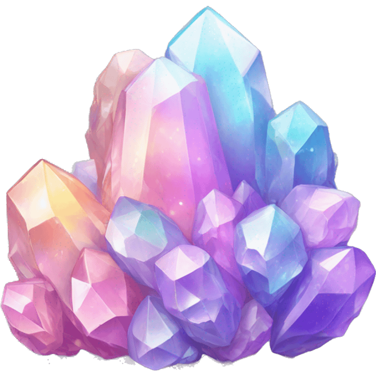 Pastel iridescent rainbow crystal clusters emoji