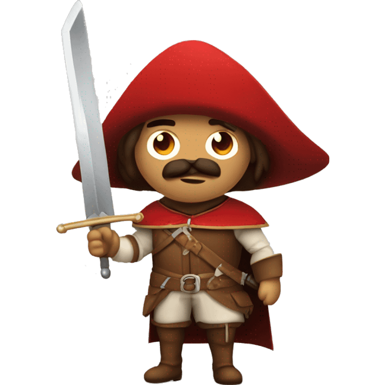 canela musketeer with red shoulder medieval cape and sword emoji