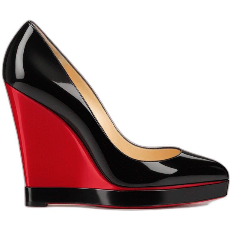 CHRISTIAN LOUBOUTIN  BLK PATENT WEDGE heel emoji