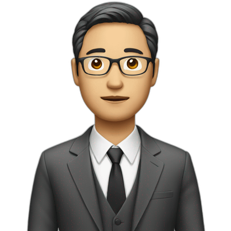 Asia man with suit and glass emoji