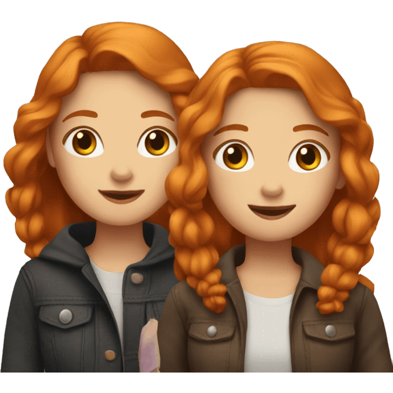 2 girls being best friends. A ginger and a brunette  emoji