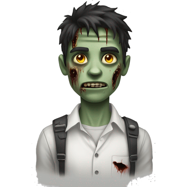 teen boy zombie with dark hair and white shirt emoji