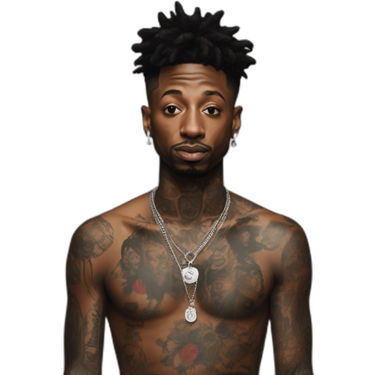 21 savage with his tatoos emoji