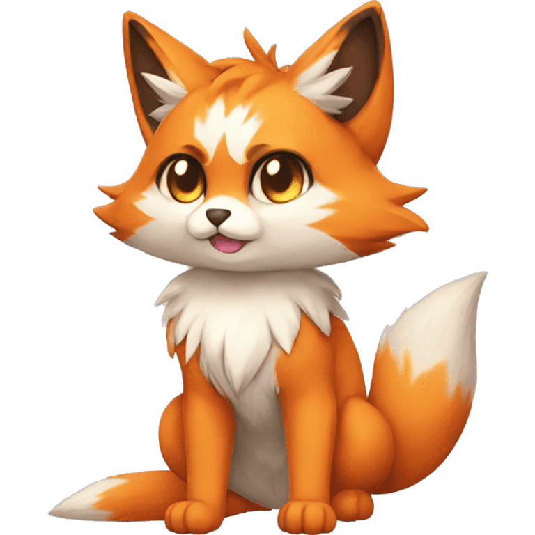 colorful fur-sona kemono-style-chibi-style cat-fox-Fakémon-hybrid full body emoji