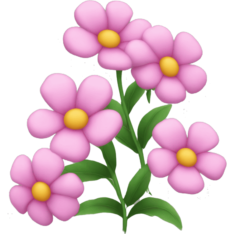 Three pink flowers with leaves emoji