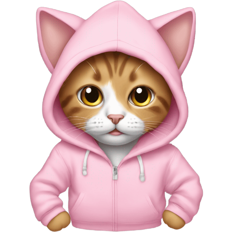 Cat weating baby pink hoodie emoji