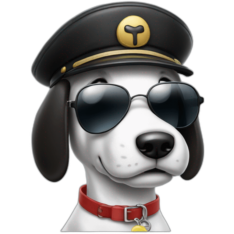 snoopy blanco totalmente con lentes negros y gorra de piloto aviador emoji