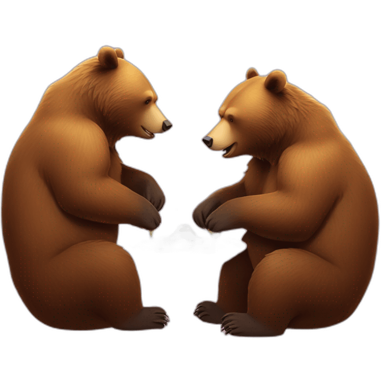 2 Cute Grizzly bears eating from honey emoji