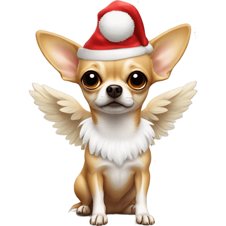 Chihuahua with santa hat and angel wings  emoji