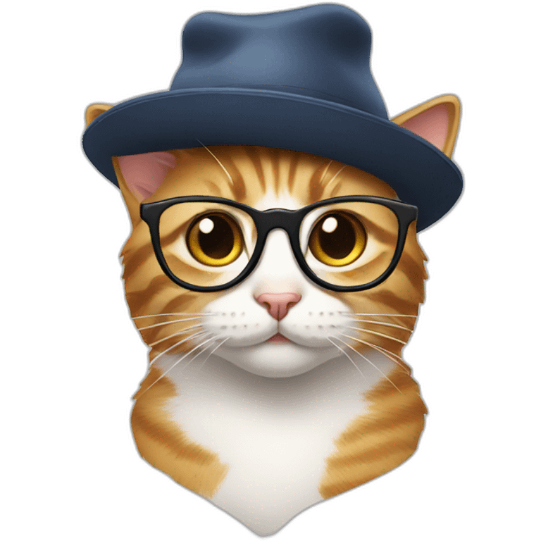 cat with glasses and hat emoji