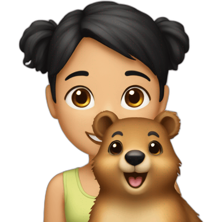 a-happy-quokka-with-happy-girl-who-is-black-hair emoji