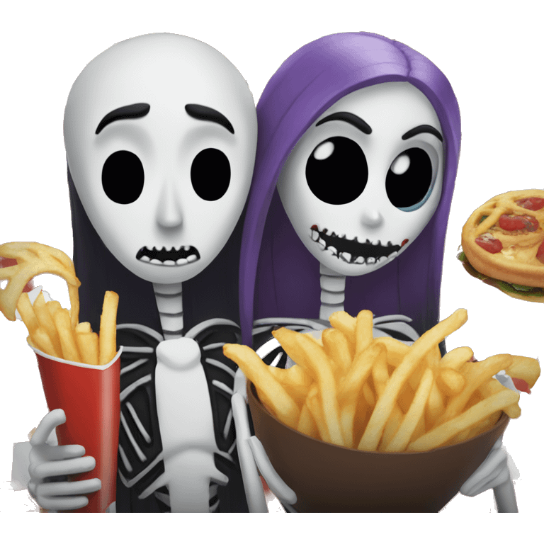 Jack and sally eating fries emoji