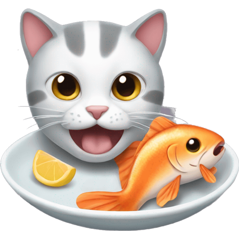 cat eating a fish emoji