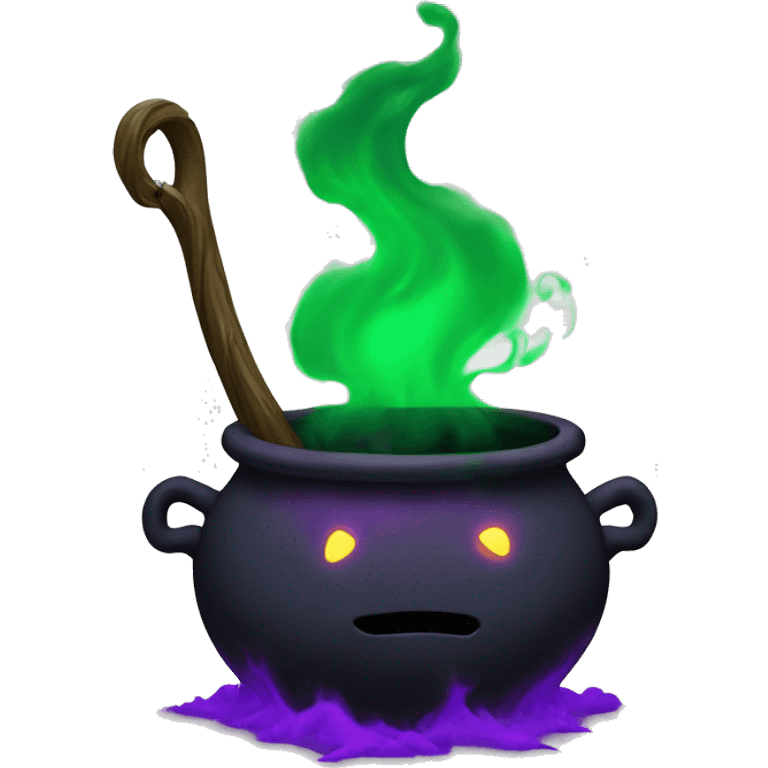 Black cauldron with purple and green smoke coming out  emoji