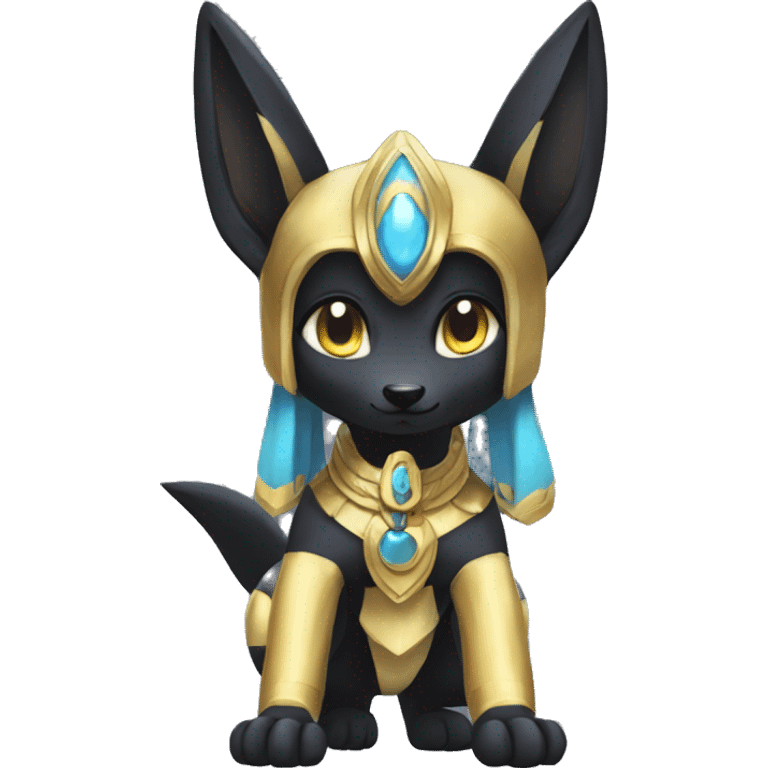 Shiny Chibi Anubis-Umbreon-Lucario full body emoji