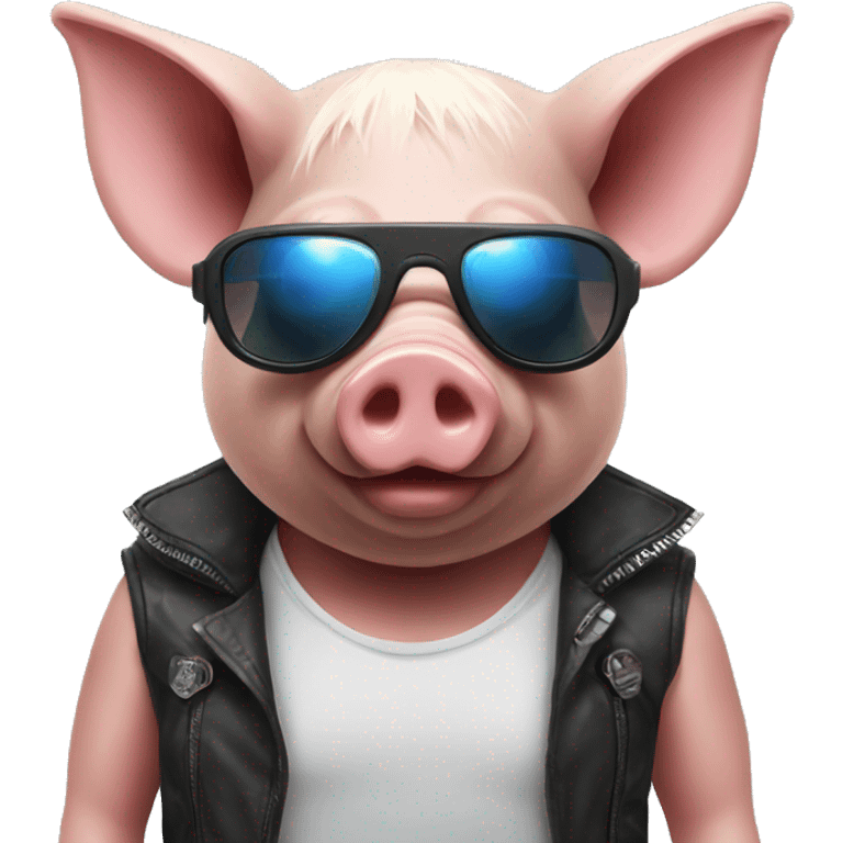 Cyberpunk pig with sunglasses emoji