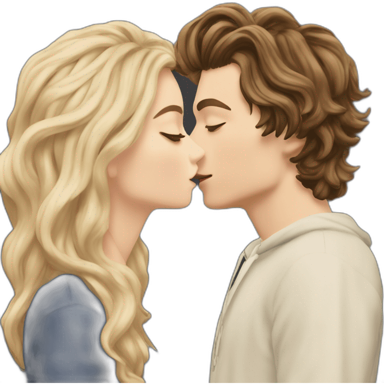 Harry styles kissing with girl long blone wavy har emoji